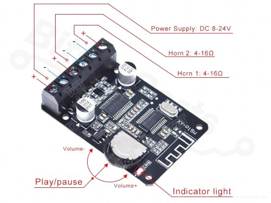 Audio amplifier Bluetooth Audio player XY-P15W 30W stereo with housing